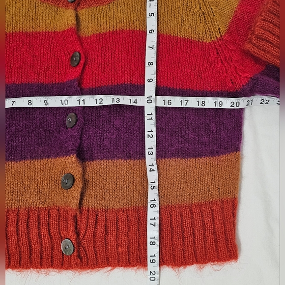 GAP Mohair Blend Striped Cropped Cardigan Sweater Colorblock Fuzzy Cozy - Picture 7 of 8